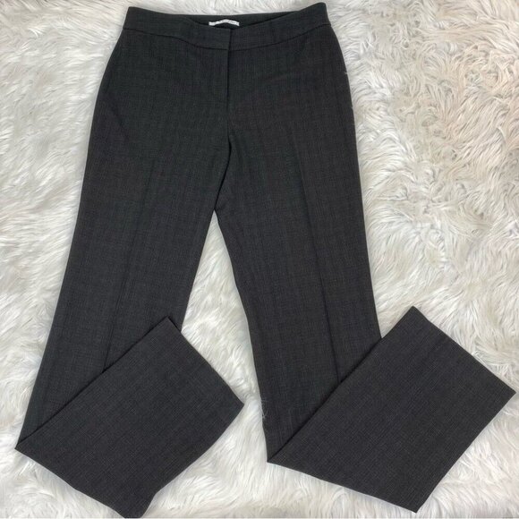 T‎ Tahari Women’s Grey Plaid Semi Flare Bottom Career Wool Trousers 2/W29/L33 - Picture 1 of 14